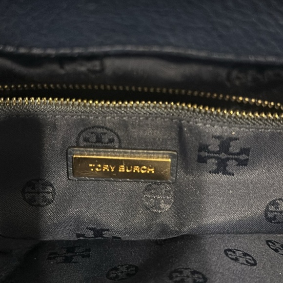 Tory Burch *RARE* Carter Flap Pebbled Navy Blue Leather Backpack main image 6